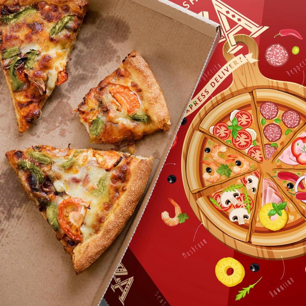 Pizzadozen bedrukt met logo